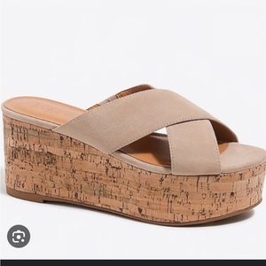 NWT J Crew Slip On Cork Platform Wedges Size 10